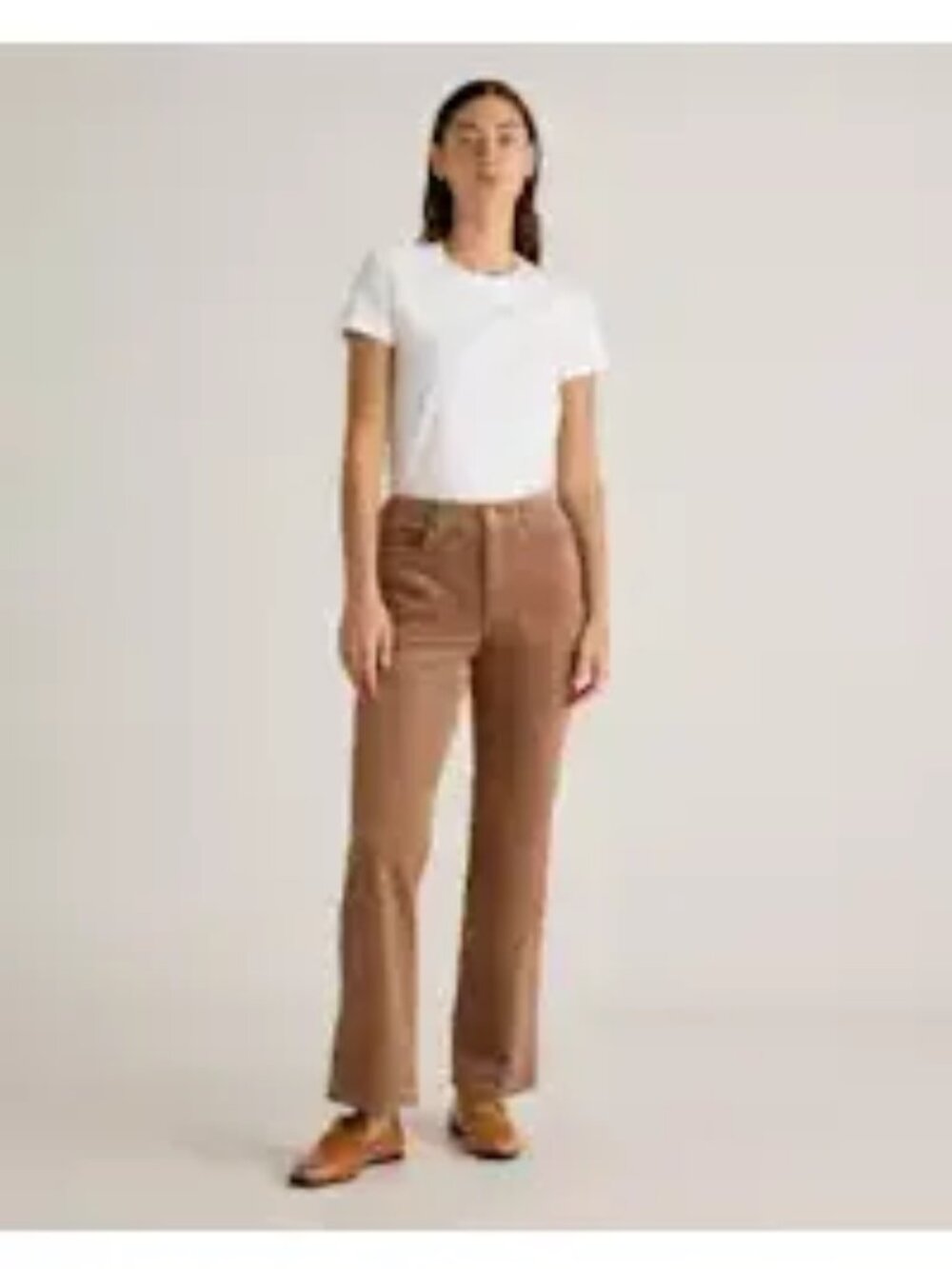 Quince Organic Stretch Corduroy Flare Pants Warm Brown Sz 12 28" Inseam Petite